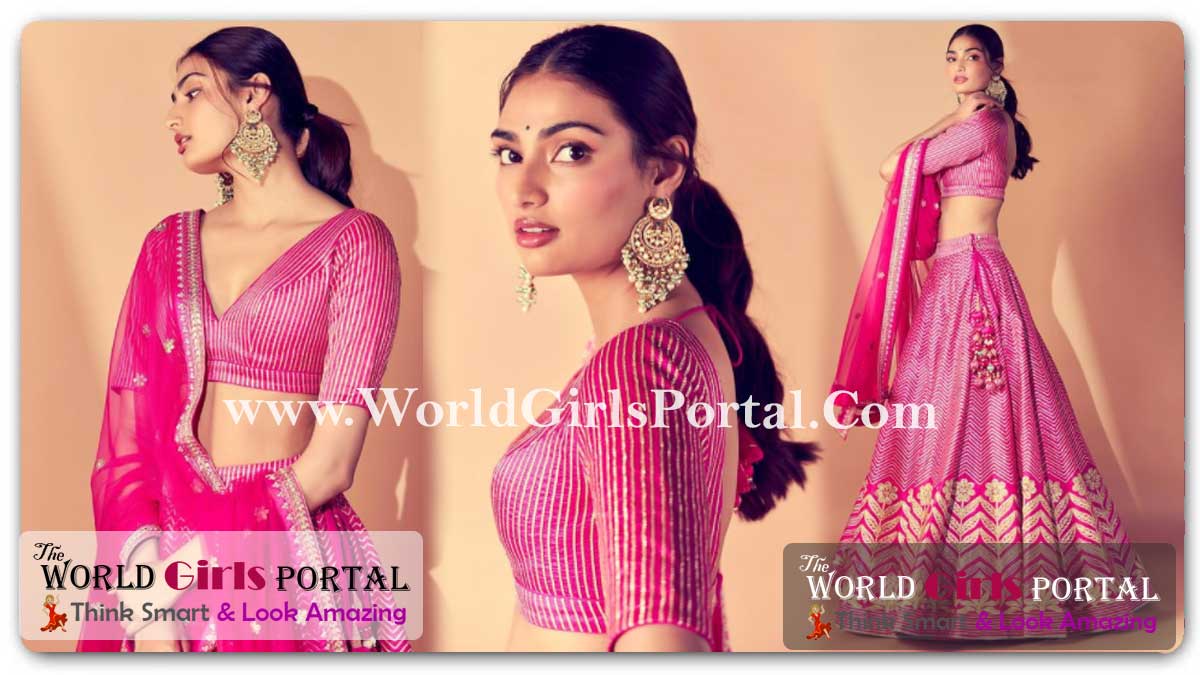 Athiya Shetty pink silk lehenga choli: #AthiyaShetty Is A Summery Delight In Her Rs. 2 Lakh Pink Anita Dongre Lehenga