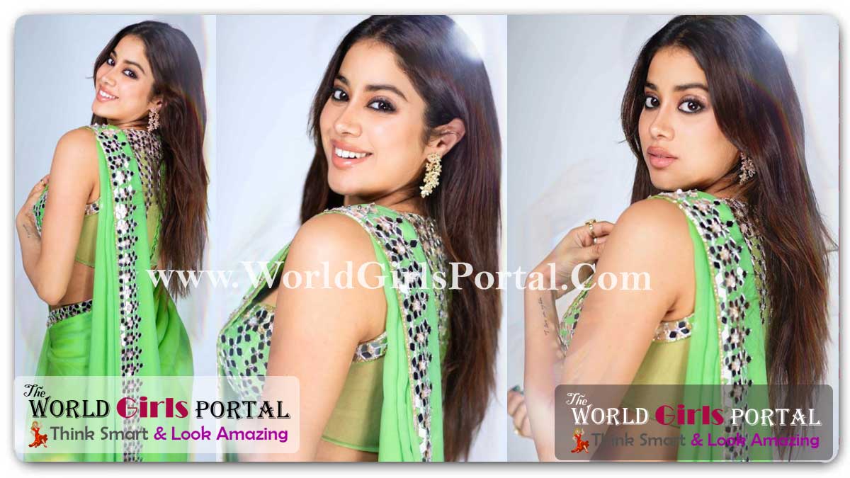Janhvi Kapoor Green Mirrorwork Saree Looking So Gorgeous: Bollywood Actress #JanhviKapoor Special Wedding Saree Inspire Style