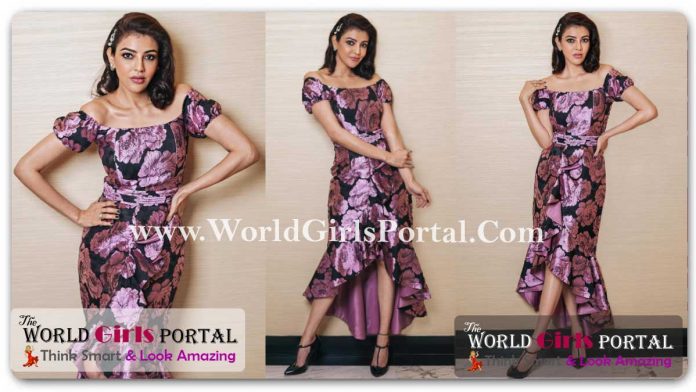 Kajal Aggarwal off-shoulder ruffle dress Looking so Glamour's #Kajal dolls up in a purple and black floral print off-shoulder ruffle dress, worth ₹30k Kajal Aggarwal off-shoulder ruffle dress Looking so Glamour's #Kajal dolls up in a purple and black floral print off-shoulder ruffle dress, worth ₹30k