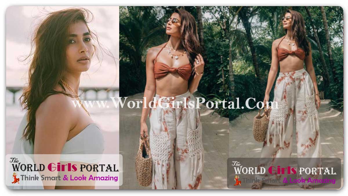Pooja Hegde Sexy Bralette Sets: #PoojaHegde In A Bikini Top And Tie-Dye Pants Sure Is Making Maldives Look Fine - South Indian Actress Wallpaper