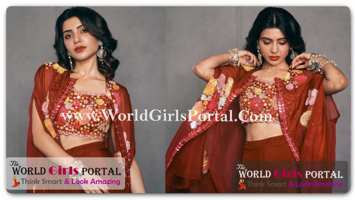Samantha Ruth Prabhu Red Fusion Co-Ord Set Outfit: #Samantha looked red-dy to party in her funky red fusion co-ord Style