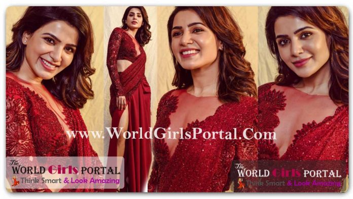 Samantha Ruth Prabhu Unleashes a Red Smokestorm in her Saree Avatar #Samantha Gives A Red Saree A Bold New Twist With A Slit On The Side