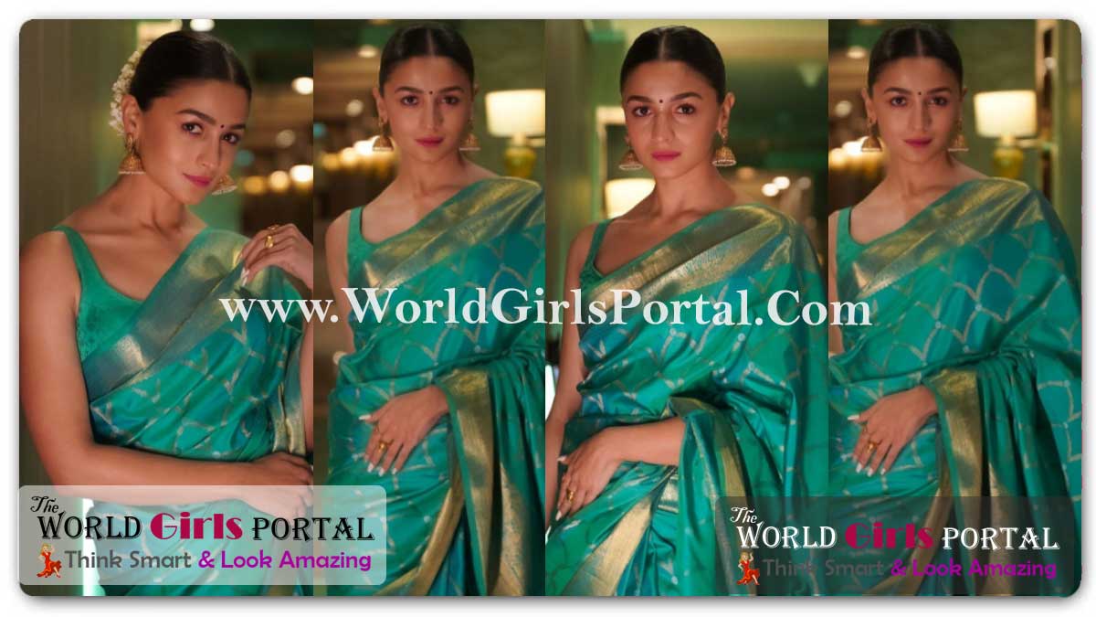 Alia Bhatt Green Kanchivaram Saree with Gajra: #Alia proves that you can never go wrong when you pick a traditional ethnic look