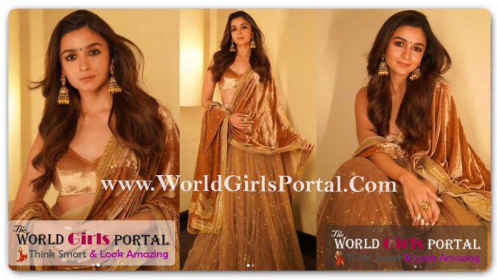 Alia Bhatt golden nude lehenga set: #AliaBhatt, The Golden Girl In A Stunning Sabyasachi Lehenga With A Velvet Dupatta - Bollywood Dimple Girl Alia Bhatt golden nude lehenga set: #AliaBhatt, The Golden Girl In A Stunning Sabyasachi Lehenga With A Velvet Dupatta - Bollywood Dimple Girl