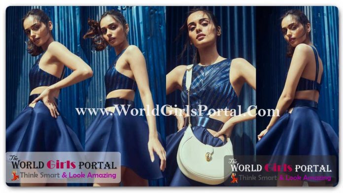 Manushi Chhillar Blue Cut-out Dress: Miss World #ManushiChhillar Sleeveless flared skirt - Frock - Indian Model Fashion Style