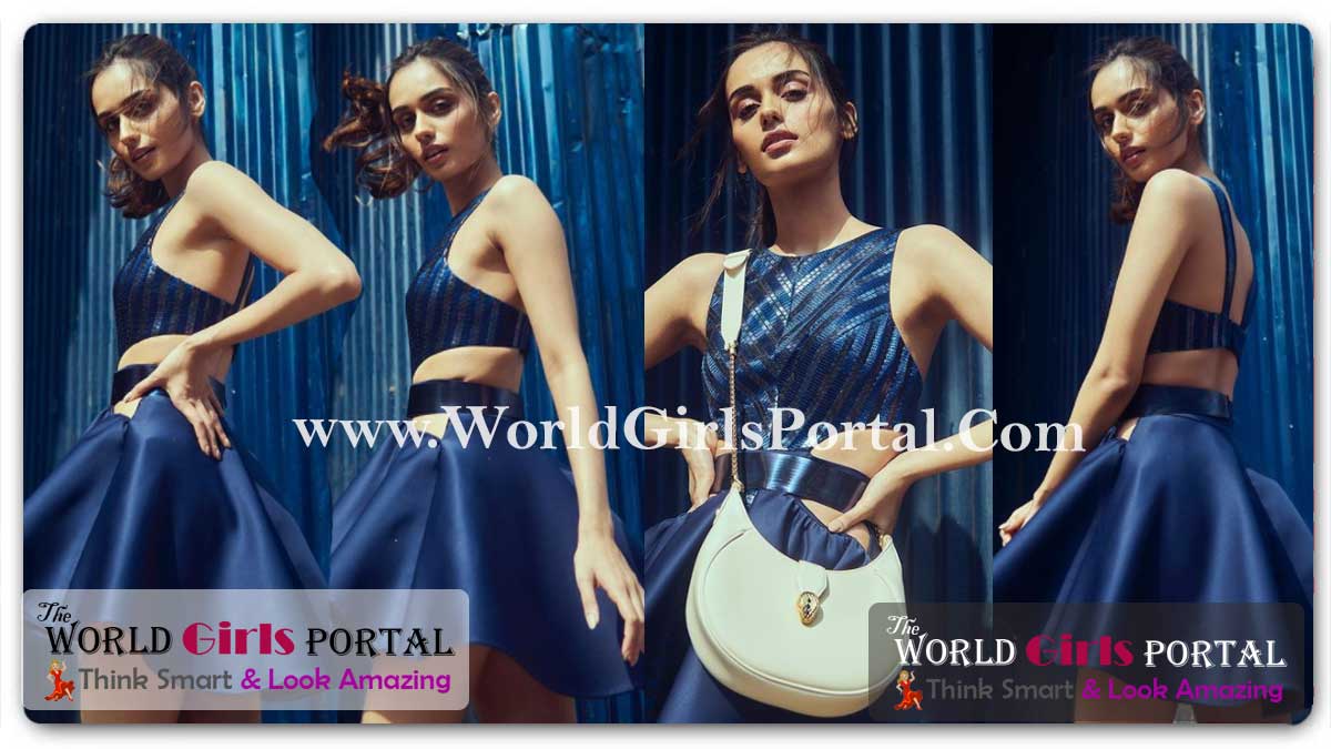 Manushi Chhillar Embroidered Lehenga set: Dress Up As An Indian Princess In A Stunning Lehenga Outfit 1 Manushi Chhillar Blue Cut-out Dress: Miss World #ManushiChhillar Sleeveless flared skirt - Frock - Indian Model Fashion Style