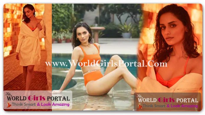 Manushi Chhillar Orange Tangerine Bikini: #ManushiChhillar taps into one of the summer's hottest trend - a tangerine bikini and her viral pictures