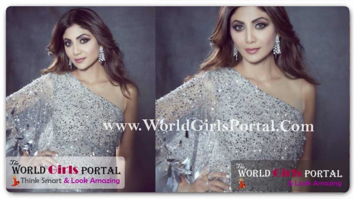 Shilpa Shetty Sebastian Gunawan signature with funky one shoulder sleeves, perfectly body hugging fit with shiny sequin embellishments throughout the dress