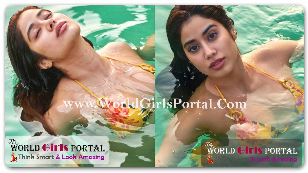 Janhvi Kapoor Yellow Halter-Neck Bikini is already busy embracing floral season on a pool day