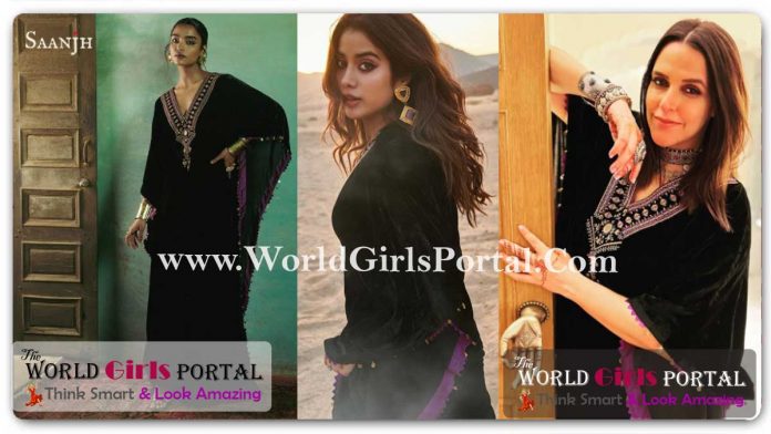 Face-Off: Janhvi Kapoor and Neha Dhupia's Stunning Silk Velvet Kaftan Looks