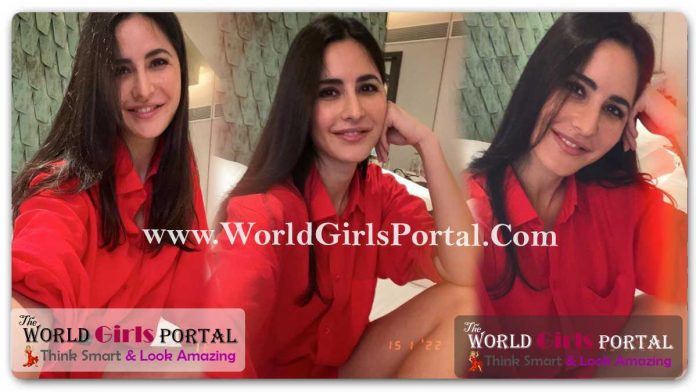Katrina Kaif wearing a red shirt, but what will surely win your heart is her million-dollar smile