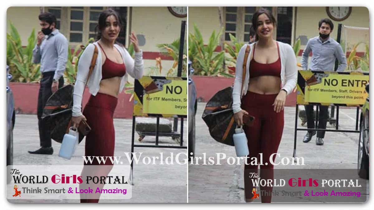 Neha Sharma thin strap burgundy sports bra along with a matching pair of high waist training tights