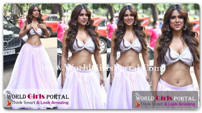 Nia Sharma Light Purple Lehenga with plunging neckline Or pink bralette-skirt set Looking Bold Avtar
