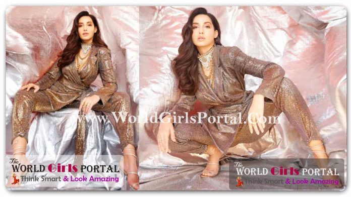 Nora Fatehi shimmery co-ord set: #NoraFatehi lights up Instagram in a golden sequin pantsuit