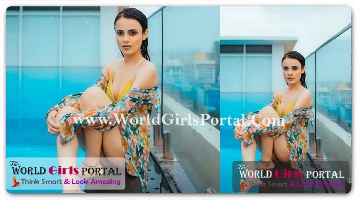Radhika Madan Racy Yellow Bikini Straight from the pool #swimwear - Bollywood Actress Fashion