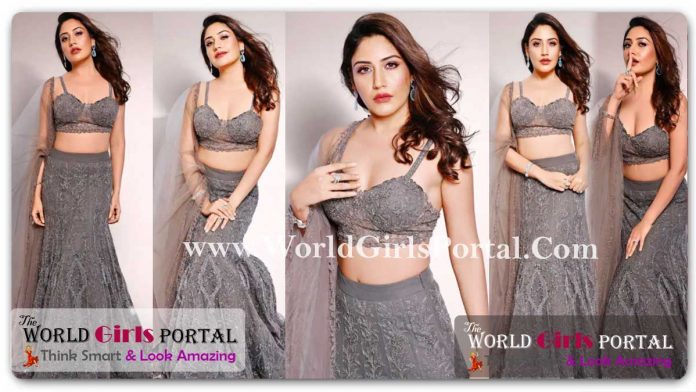 Surbhi Chandna Grey Lehenga With Plunging Neckline Blouse Looking So Sexy