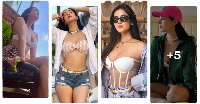 Sonal Chauhan White Bikini Stunning Look: A Curved Figure Embraced with a Stylish Christian Dior Scarf