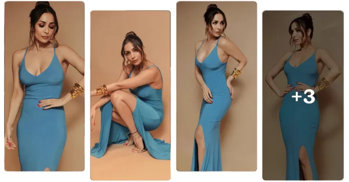 Malaika Arora Blue Maxi Dress, Showcasing Her Curves with Style and Elegance for the Perfect Party Wear